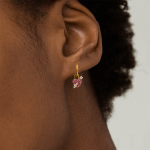 CANNER Boucles d'oreilles créoles Huggie en argent sterling S925 avec zircon couleur été et pendentifs animaux mignons détachables (éléphant, serpent, oiseau) - Product Image 6