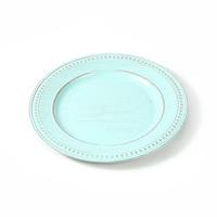 Assiettes de présentation vintage en turquoise perlée réutilisables pour mariage en vrac, 13 pouces, pour événements et fêtes