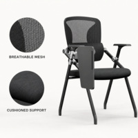 Chaise de formation pliable en gros avec tablette d'écriture, dossier en maille respirante et siège rembourré pour conférences, salles de classe et salles de séminaire
