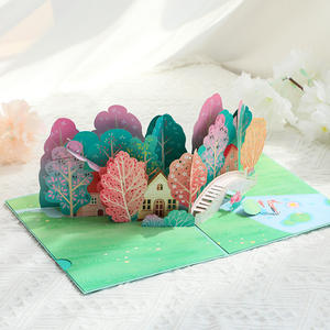 Tarjeta 3D Pop-up de Papel con Diseño de Bosque de Árboles Verdes de Verano, Corte Láser, Impresión UV, Laminado Mate, DIY para Tarjetas de Regalo, Disponible en Stock - Product Image 2