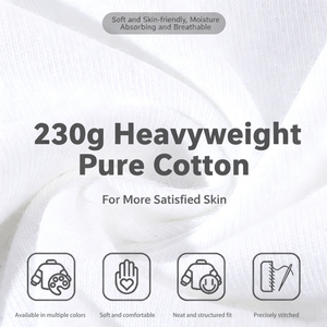 เสื้อยืดคอกลมผ้าฝ้ายเนื้อหลวมน้ำหนัก 230 กรัม ทรงหลวม สวมใส่สบาย เหมาะสำหรับทั้งชายและหญิง เสื้อชั้นในแขนสั้น - Product Image 4