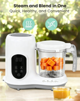 Robot culinaire pour bébé numérique multifonction 5 en 1 : vapeur, mixage, décongélation, chauffage et maintien au chaud
