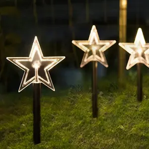 High-End Solar-Powered Outdoor LED Garden Landscape Ground Plug Lights Enhancing Your Garden with Five-Pointed Stars,