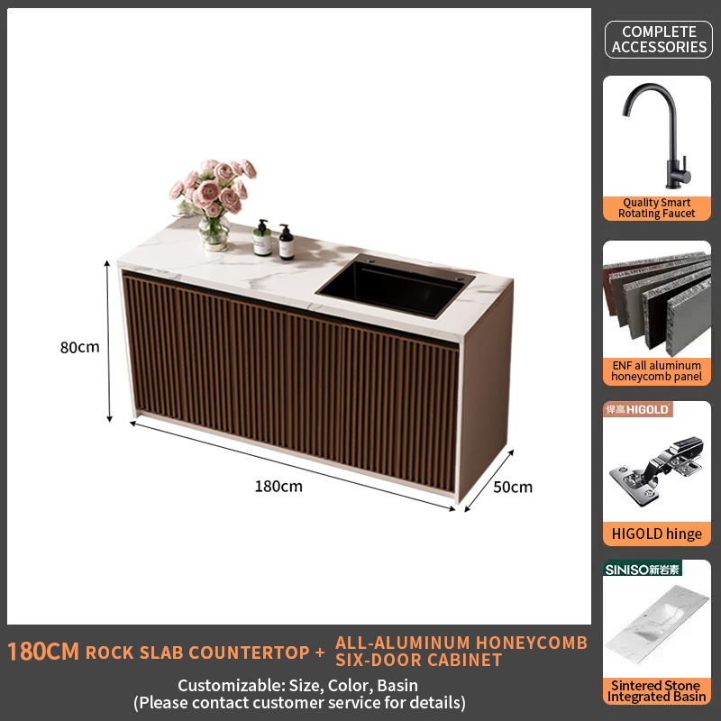 180Rock Slab Countertop + Six Door Cabinet