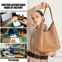 Tas Tote Kulit Asli Vegetable Tanned Kapasitas Besar Halus MOQ 50 untuk Wanita Produsen Grosir