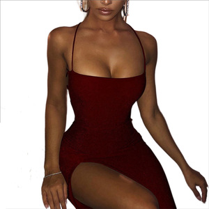 Robe de soirée en soie dorée pour femmes, Sexy, fendue, Slim, dos nu, tenue de boîte de nuit, 1 pièce, 2022 - Product Image 5