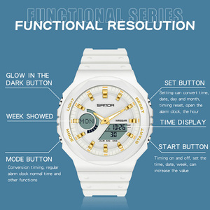 SANDA 6016 Montre de sport multifonction pour étudiants, montre-bracelet électronique étanche à double affichage analogique-numérique - Product Image 6
