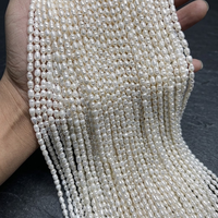 Perles de riz en nacre naturelle de qualité 1A, perles d'eau douce blanches, forme ovale, 4-5 mm, brins de perles en vrac pour la fabrication de bijoux, vente en gros