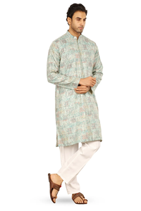 Sage Green Designer Zip <b>Kurta</b> for <b>Men</b> Stylish Ethnic Wear with Modern Zip Detail Perfect for Festive Occasions - Product Image 6