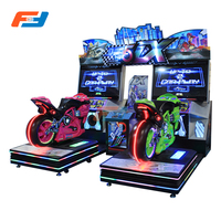 Bornes d'arcade de course de vitesse double moto, jeu de conduite commercial à deux vélos