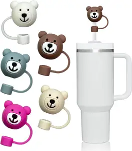 14oz&20oz&30oz&40oz Tumbler Cute Animal Straw Covers Cap,Food Grade Silicone Topper For Straw,10mm Straw Protectors