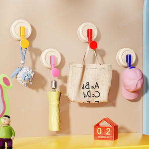 Crochet à ventouse rond robuste à fixer au mur pour salle de bain, entrée, chambre à coucher, rangement, avec poignée et capuchon rouges - Product Image 3