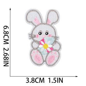Parches de hierro con tela bordada de pollo con temática de Pascua con 26 letras en inglés en un estilo de conejo - Product Image 6