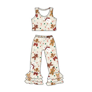 Conjuntos de dos piezas de moda para el Día de San Valentín, camisola, pantalones de campana, tela de seda de leche, traje para niños de recién nacido a 16 años - Product Image 5