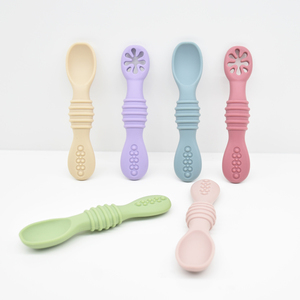 Cuchara de Silicona para Alimentación de Bebés, Mango Corto Antideslizante, Diseño Lindo, 9 Colores Disponibles - Product Image 4