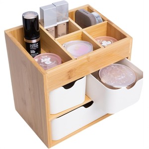 Bamboo Fiber Desktop Storage Rack With Drawers Cosmetic Organizer Multi Layer <b>Makeup</b> <b>Box</b> Household Storage Solution - Product Image 2