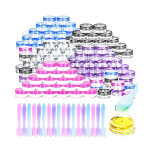 MotBach 100pcs 3g botol kosmetik bening tutup berwarna kecil Makeup sampel wadah <span class=keywords><strong>Mini</strong></span> spatula botol plastik kosong - Product Image 1