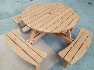 Luxury 8-Seater Solid Wood Outdoor Dining <strong>Table</strong> <strong>Bench</strong> <strong>Set</strong> for Patio BBQ Picnic Garden Park Courtyard Villa-Beach Bistro Style - Product Image 6