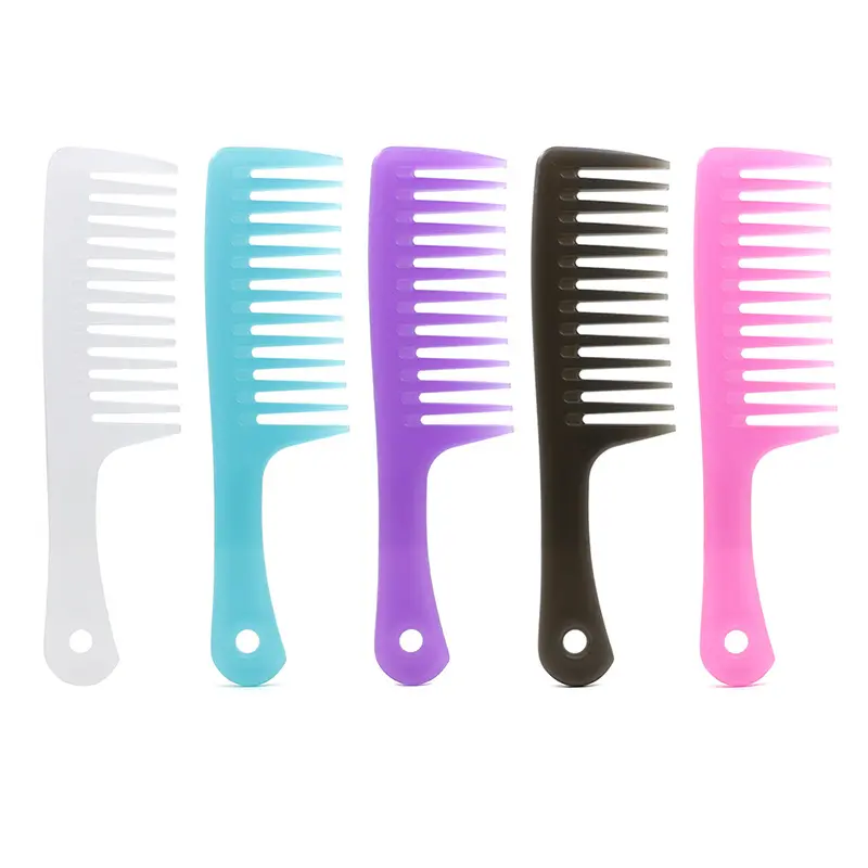 wholesale black pink natural big custom plastic resin braiding barber curly wide tooth detangle hair comb set with custom logo