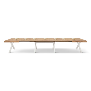 Roberta Extendable <b>Dining</b> <b>Table</b> 180 To 480 Cm <b>Rustic</b> Oak White X Shaped Legs Indoor Use - Product Image 5