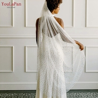 Voile de mariée YouLaPan V184 Romantique, longueur Valse, simple couche, en dentelle transparente avec appliques motifs étoiles et lunes pour femme
