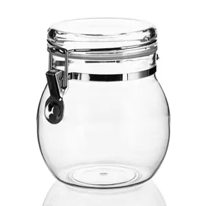 5601 800Ml Lưu Trữ Nhà Bếp Container Vaccum Jar Kín Lưu Trữ Holders Acrylic Canister Kín Với Khóa Kẹp Có Nắp Đậy