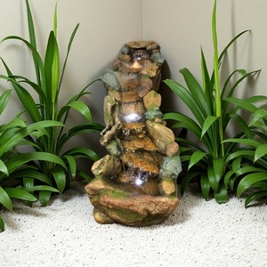 Fuente de agua para jardín Zen, <span class=keywords><strong>luces</strong></span> <span class=keywords><strong>LED</strong></span>, 2 uds., montado, gran cemento, río, <span class=keywords><strong>cascada</strong></span>, elegante, Artificial, Patio, decoración de jardín - Product Image 2