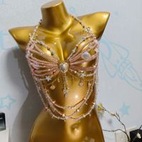 Chaîne de corps de luxe faite à la main avec perles de cristal, soutien-gorge sexy en perles avec pompons pour festival, plage, boîte de nuit, soirée, bijoux