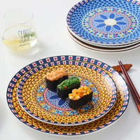 Assiettes plates en céramique de luxe, style bohème, grandes et peu profondes, pour dîner, steak, pâtes, service à domicile, mariage, fête, décoration