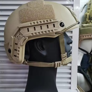 Casco táctico con soporte para visión nocturna, beige, material Kevlar, correas acolchadas - Product Image 4