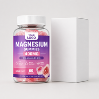 Gummies de magnésium en vrac 400mg avec D3 et B6, sans sucre, formule personnalisée, flacon de 60 pièces