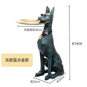 Estatuas creativas de <span class=keywords><strong>Doberman</strong></span> Escultura de animal de perro grande con bandeja de almacenamiento de Placa dorada para sala de estar - Product Image 5