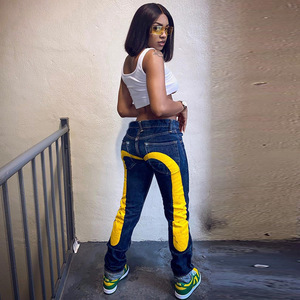 Nuovo arrivo moda Streetwear a vita bassa Jeans donna Cyber Goth pantaloni Cargo primavera Colorblock con grafica Denim - Product Image 5