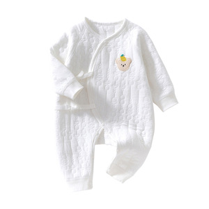 Body de Algodón para Bebés Niñas, Mono de Punto Grueso, Pijama Cálido de Otoño Invierno con Parche de Oso - Product Image 5