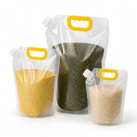 Pochette à bec verseur transparente personnalisée avec poignée, résistante aux déchirures et refermable, pour le stockage de divers grains bruts, céréales et légumineuses