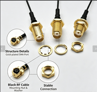 Câble d'antenne Aurora Yu SMA femelle vers UFL en cuivre toronné RG1.13, assemblage de câble de raccordement RF DC-4GHz avec écrou et rondelle