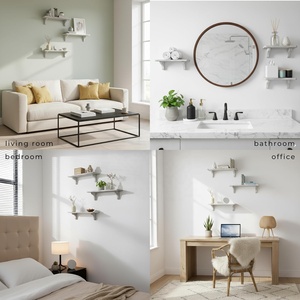 Lot de 3 étagères flottantes en bois de 17 pouces pour mur, étagères murales, présentoir, rangement, organisateur, décoration intérieure, modèle inclus - Product Image 4
