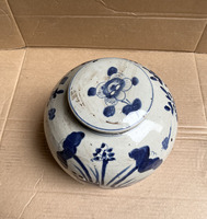 Pot keramik bulat dekorasi rumah dilukis dengan tangan dengan pola bunga biru dan putih guci keramik antik