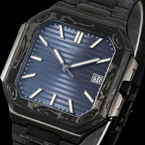 Reloj Mecánico Automático para Hombre 2025, Caja Octogonal de Fibra de Carbono, Esfera Azul con Rayas, Visualización de Fecha, Diseño Casual de Lujo - Product Image 2