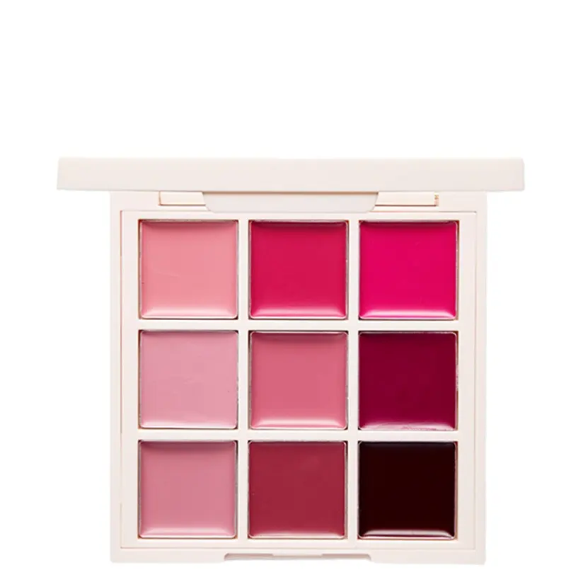 Wholesale 9 colors long lasting soft delicate waterproof makeup lip gloss palette private label