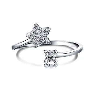 Dylam Set cincin wanita cincin dapat disesuaikan wanita dengan batu pernikahan pasangan grosir aksesori Set untuk anak perempuan Moissanite Gra