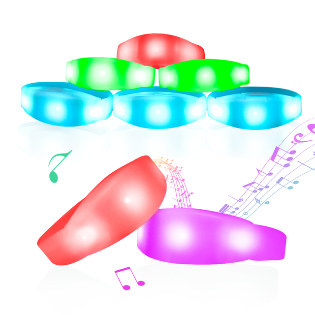 Flashing Luminous Silicon LED Bracelets for Concerts Voice Controlled Multicolor Wrist Ring Led Sound Activated Bracelet