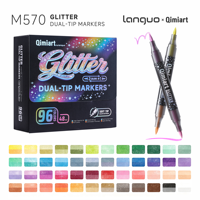 LANGUO – Lot de 96 marqueurs scintillants double pointe bicolores, stylos à paillettes double extrémité pour l'art, la peinture, le bureau et la papeterie scolaire