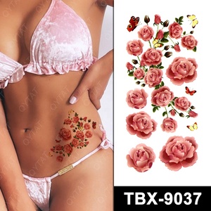 Tatuajes temporales de rosas para <span class=keywords><strong>mujer</strong></span>, arte corporal Sexy, resistentes al agua, novedad, venta al por mayor - Product Image 2