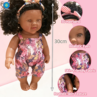 Poupée Reborn de 30 cm (12 pouces) en silicone, ensemble de poupée africaine réaliste, douce, à piles, éducative, fille noire aux cheveux bouclés, vente chaude