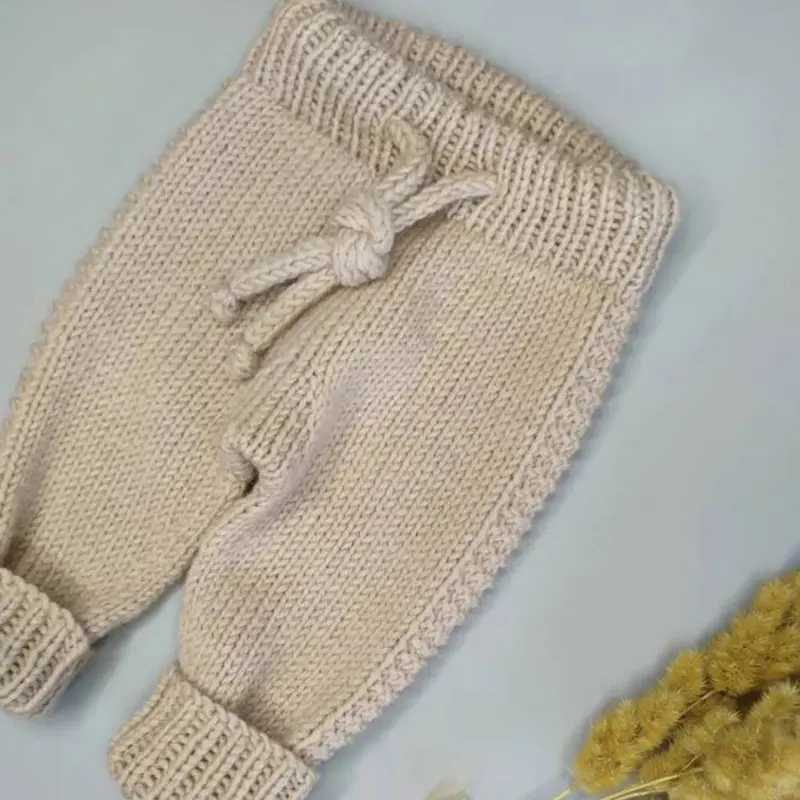 Custom Infant Trousers Plain Knit 100% Organic Cotton Baby Pants