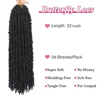 Extensions de cheveux tressées au crochet pour femmes, fausses locks afro pré-bouclées, douces et vieillies, style papillon, 22-24 mèches, vente en gros