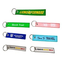 Porte-clés et étiquette de bagage en tissu tissé brodé avec logo personnalisé, vente en gros directe usine
