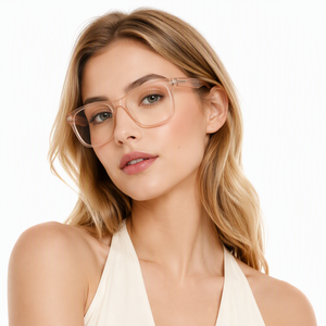 Monturas Ópticas Cuadradas de Cristal Rosa Transparente de Lujo para Hombre y <span class=keywords><strong>Mujer</strong></span>, Ligeras, para Lentes Graduadas, Venta al Por Mayor, OEM - Product Image 1
