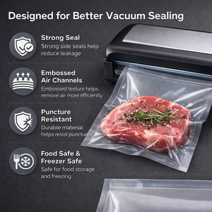 Rouleaux de scellage sous vide sans BPA, 7 couches, co-extrusion, certifiés LFGB, sacs alimentaires 11x16, rouleaux de scellage thermique de 8 pouces - Product Image 3